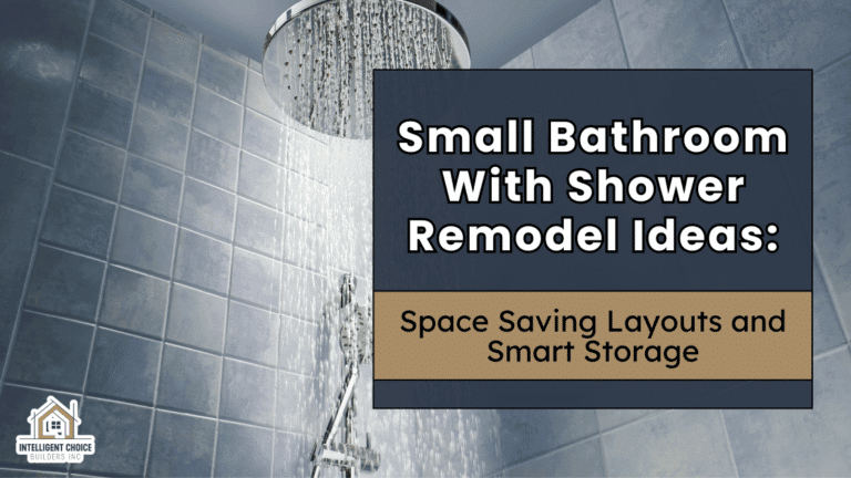 Modern shower head in a space-saving small bathroom remodel