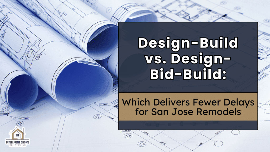 Blueprints illustrating design-build vs design-bid concepts
