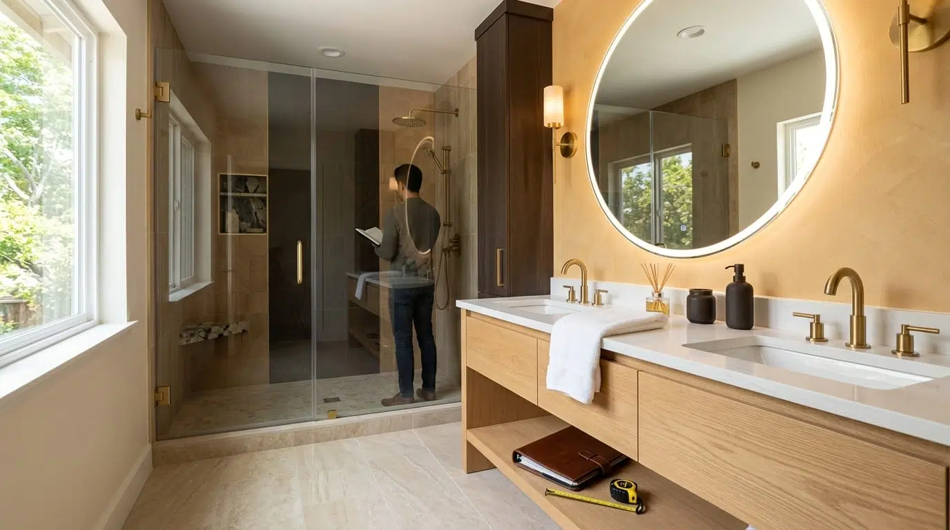 San Jose Bathroom Remodel Costs: 2026 Local Pricing and Infrastructure Breakdown 2 Exposed plumbing and electrical framing in a San Jose bathroom remodel