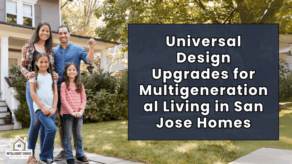 Family in front of house showcasing universal design features