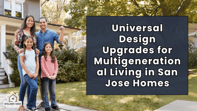 Family in front of house showcasing universal design features